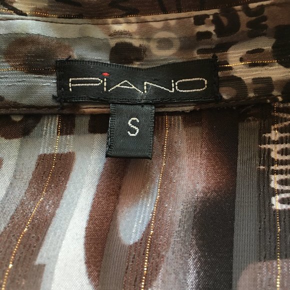 *3/$25* Piano Brown & Blue Blouse - Picture 5 of 8